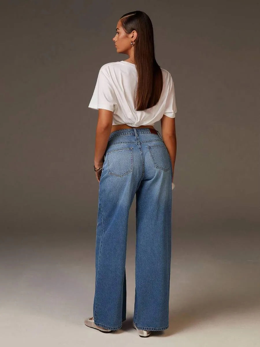 Jeans rectos y anchos de mujer