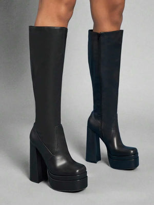 Botas altas de mujer de plataforma doble