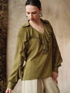 Blusa verde lago con cuello en V