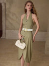 VESTIDO HALTER CON BOTONES DELANTEROS