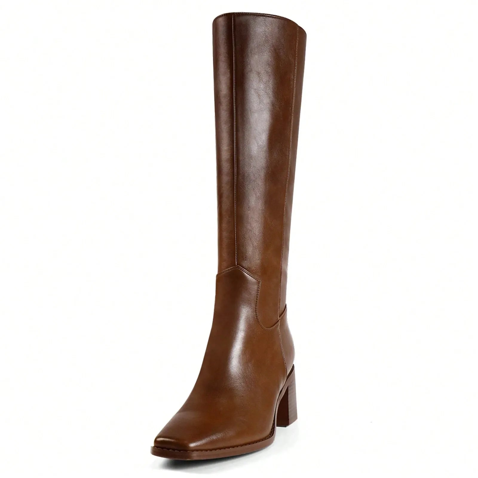 Botas altas para mujer con puntera cuadrada, tacón grueso