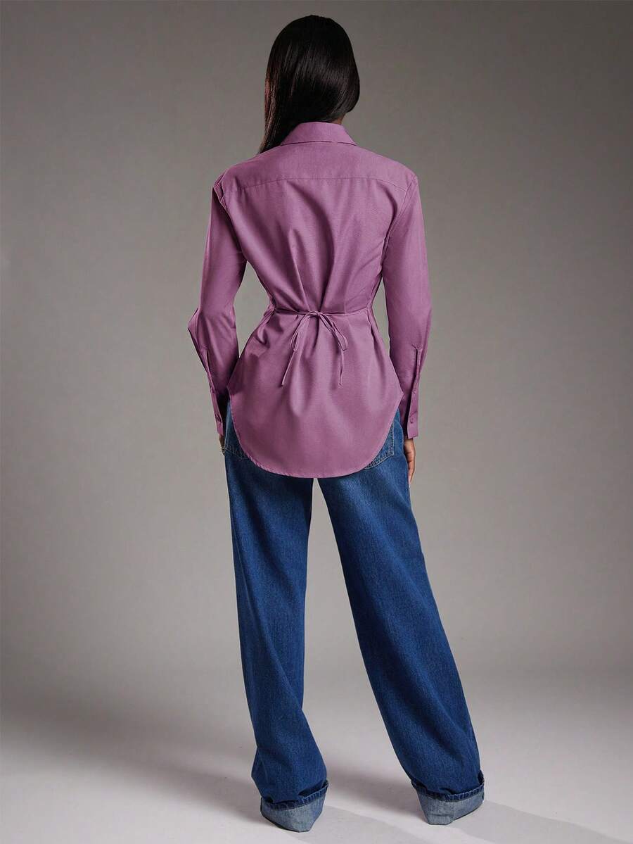 Blusa de manga larga con cuello