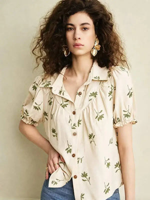 Blusa bordada estilo francés