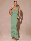 Vestido mini volantes de unicolor elegante