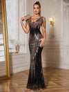 Vestido vintage formal con pedrería y lentejuelas