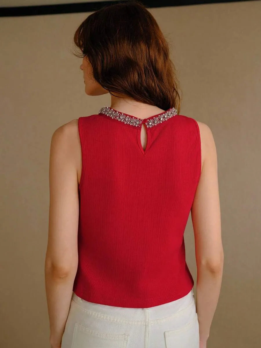Blusa de tirantes con detalle cuello