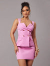 Conjunto de chaleco y minifalda de mujer con doble
