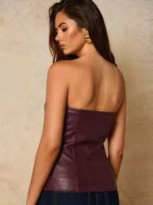 Top bandeau de mujer de unicolor de piel sintética