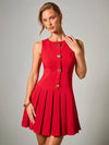 Vestido mini elegante de mujer con dobladillo plisado