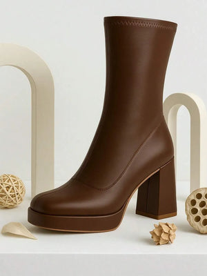 Botas cortas gruesas de moda para mujer