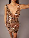 Vestido mini ajustado con espalda descubierta y lentejuelas