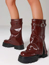 Botas de motociclista para mujer diseñadas con plataforma,