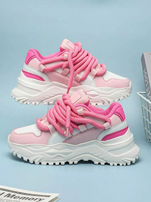 Zapatillas de plataforma con cordones de color