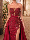Vestido maxi con abertura alta y cola de pez