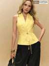 Blusa casual cuello de chal abotonadura