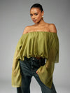 Blusa brillante de hombros descubiertos