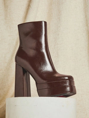 Botines de plataforma cómodos con punta cuadrada