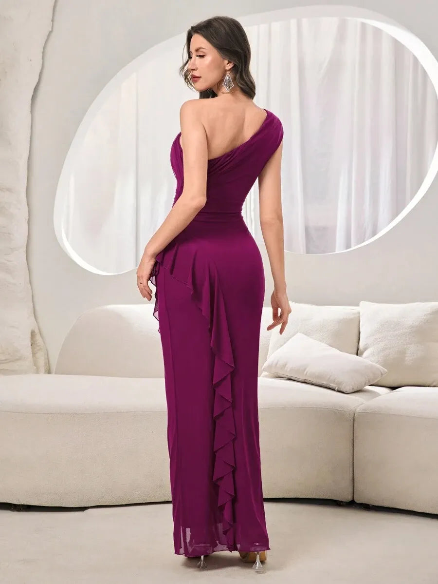 Vestido largo casual de ajuste ceñido con manga corta
