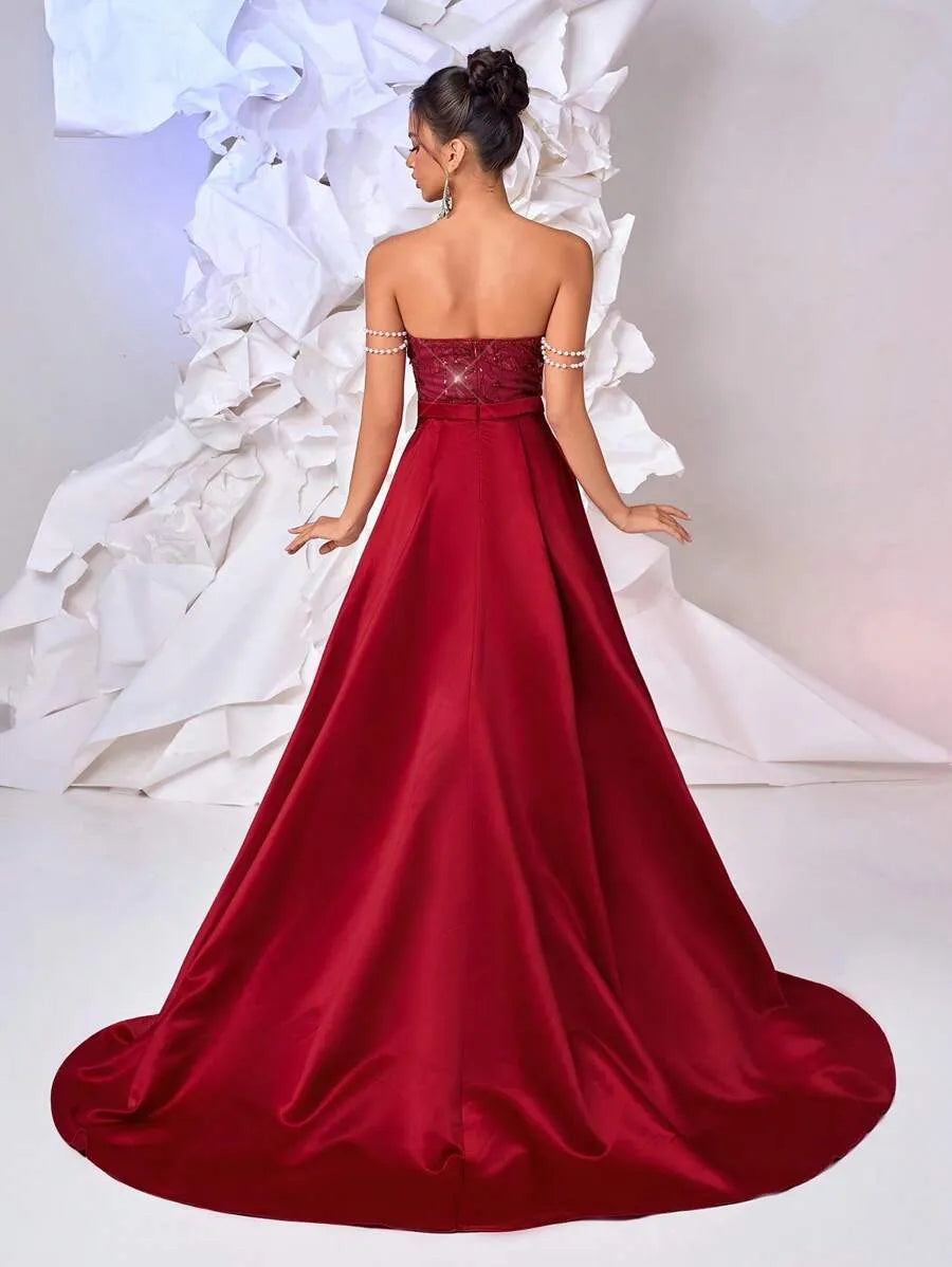 Vestido maxi con abertura alta y cola de pez
