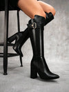 Botas de mujer de tacón grueso y punta afilada