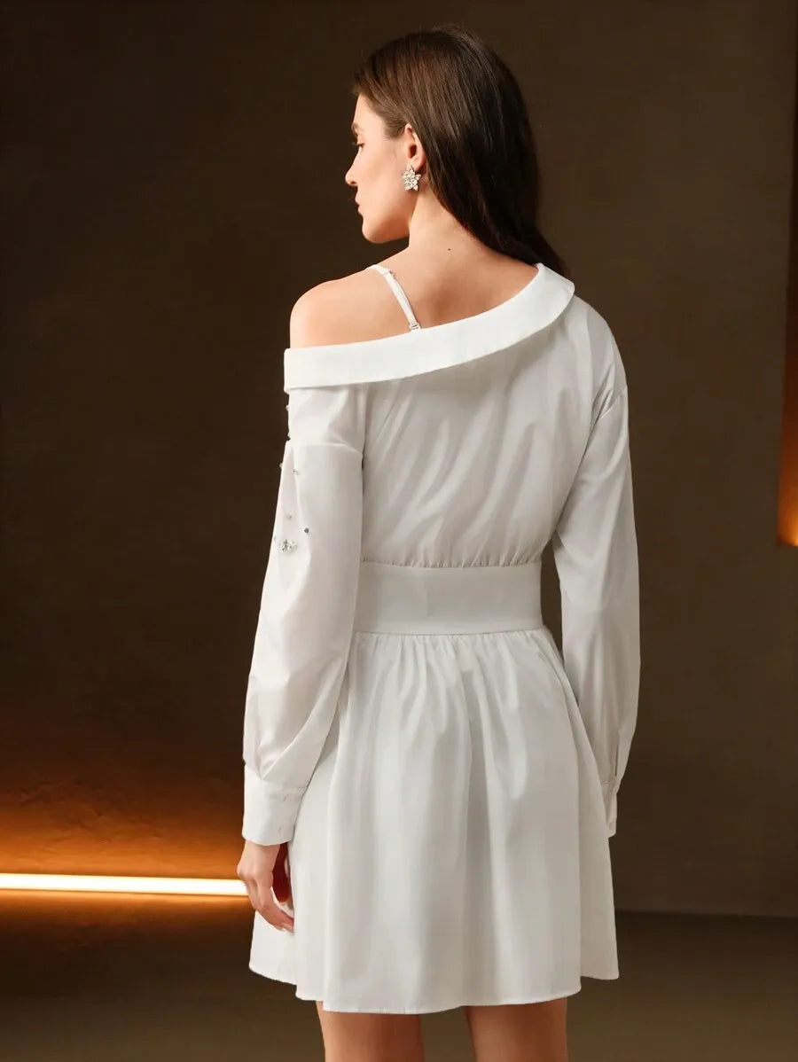 Vestido camisa sin mangas con tachuelas para mujer