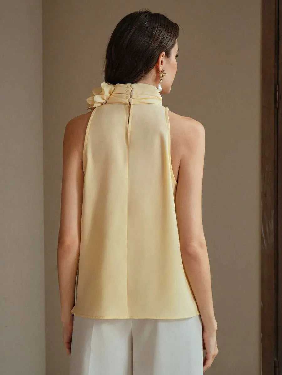 Blusa elegante de mujer con cuello de flores 3D
