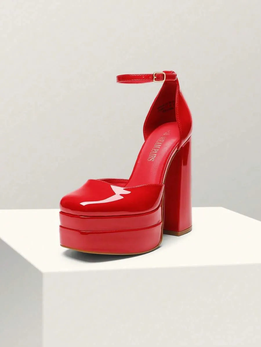 Zapatos de tacón ancho y grueso con plataforma