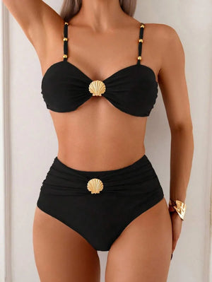 Conjunto de bikini de tiro alto con control de abdomen