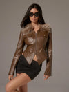 Chaqueta de mujer con cuello de piel