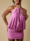 Vestido de fiesta mini con cuello halter