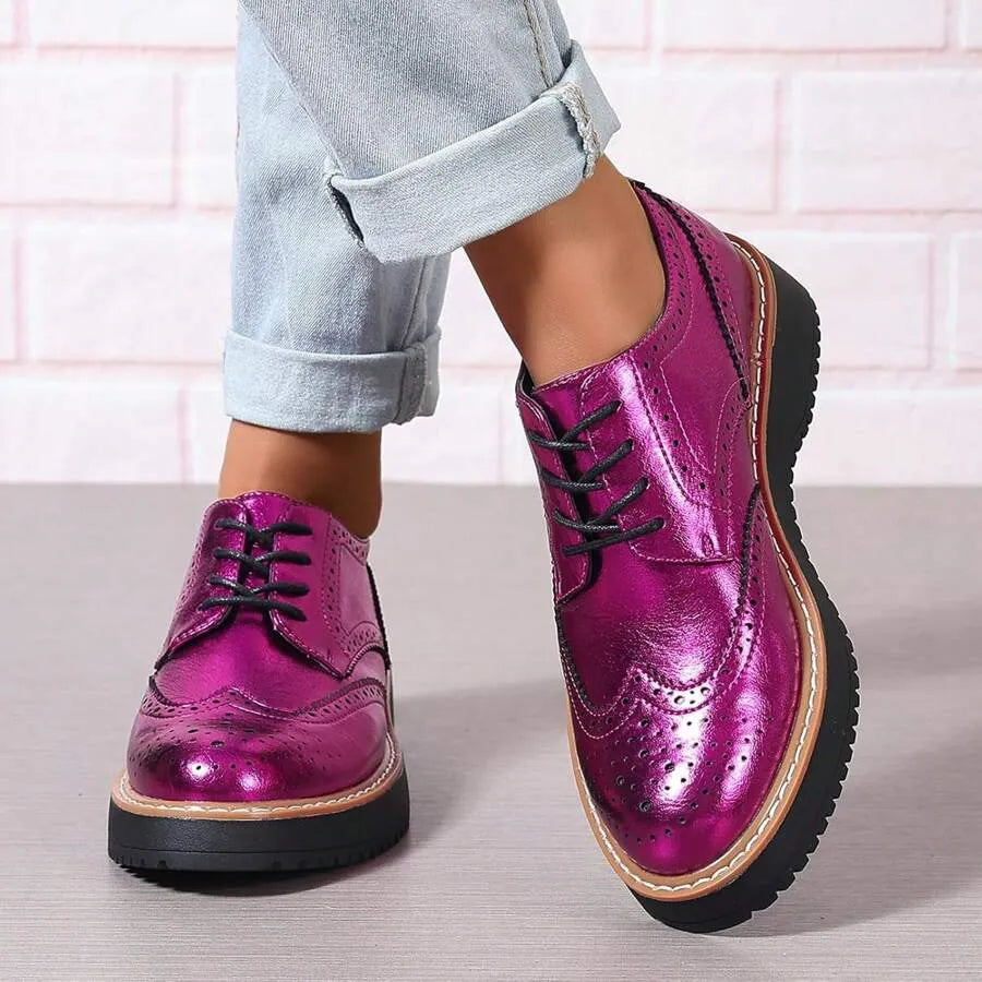 Oxford Shoes For Women Round Toe Wingtips Brogues