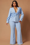 Conjunto blazer y pantalon flores 3d