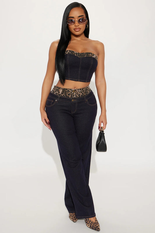 Conjunto denim print