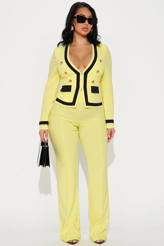 Conjunto blazer y pantalon butter yellow