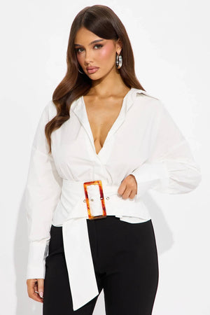 Blusa Belted Poplin Belted