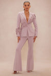 Conjunto blazer y pantalon flores 3d