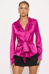Blusa Sweet Deal Tie Front Satin