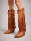 Botas de tacón con bordados y flecos estilo western