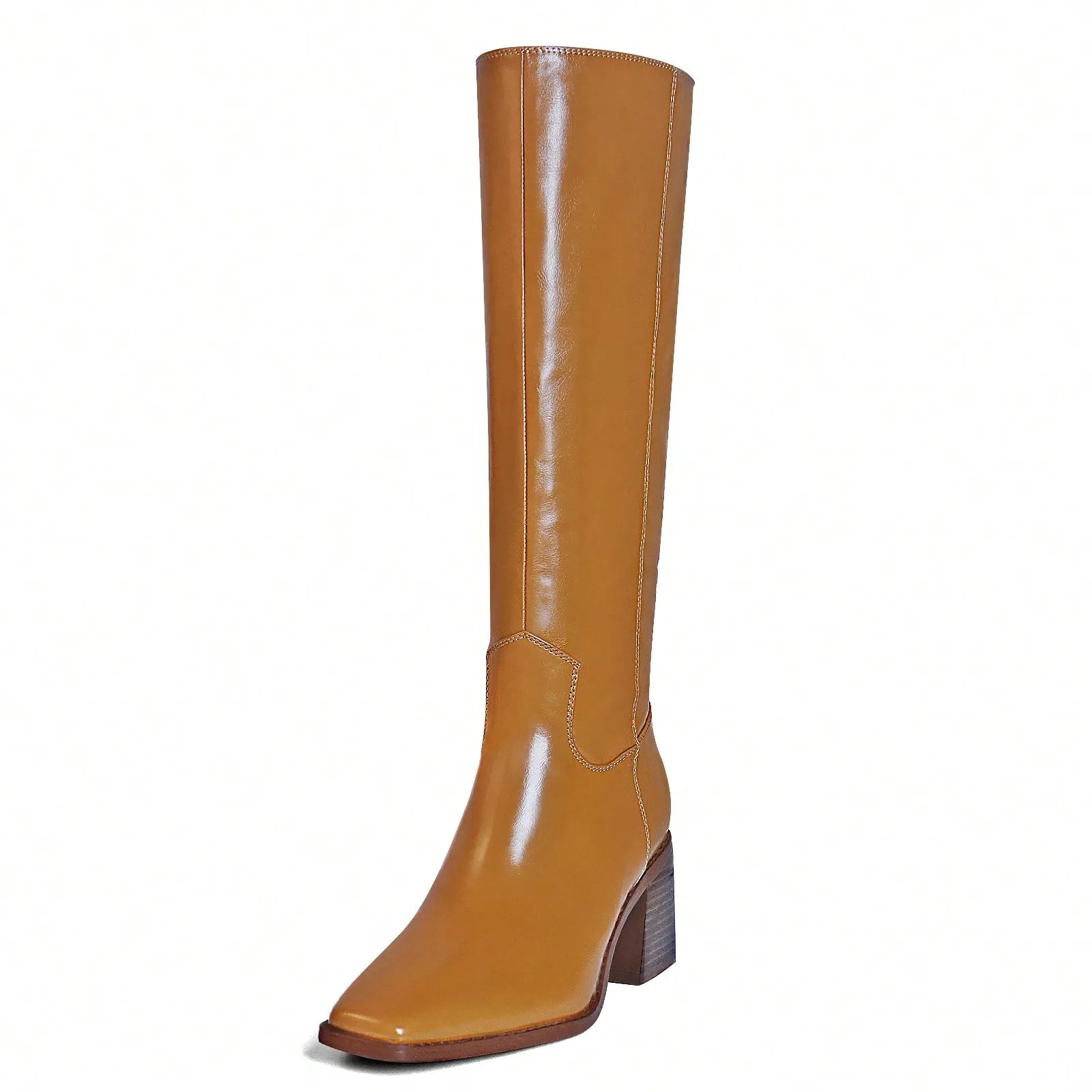 Botas altas para mujer con puntera cuadrada, tacón grueso