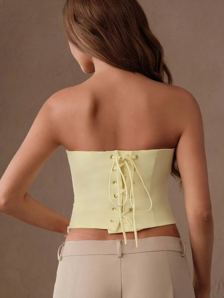 Top tubo decorativo hecho a mano y elegante con flores 3D