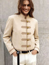 Chaqueta corta femenina y suave de estilo chino