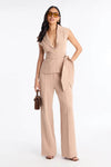 Conjunto de blazer y pantalon nude