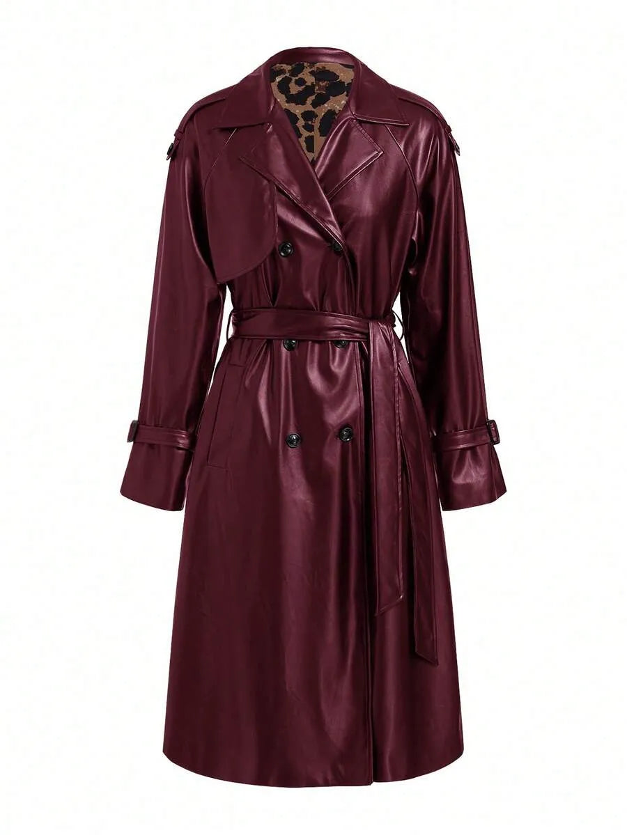 Abrigo de mujer con estampado de leopardo y forro