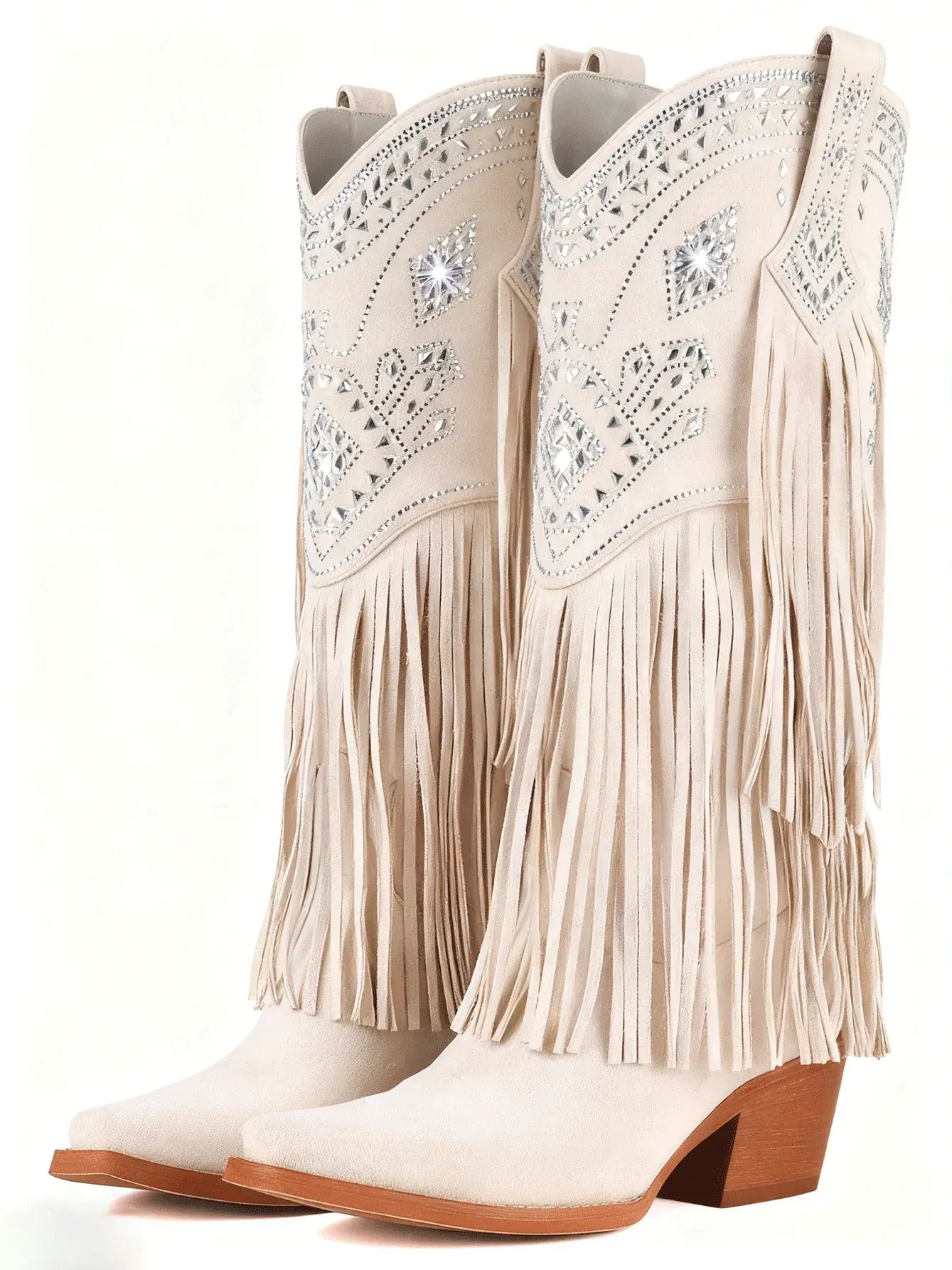 Botas vaqueras de mujer con flecos y pedrería