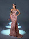 Vestido de gala saten y lentejuelas