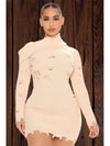 Vestido de suéter mini con mangas largas