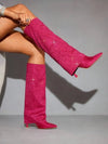 Botas altas de tacón de aguja con adornos de strass