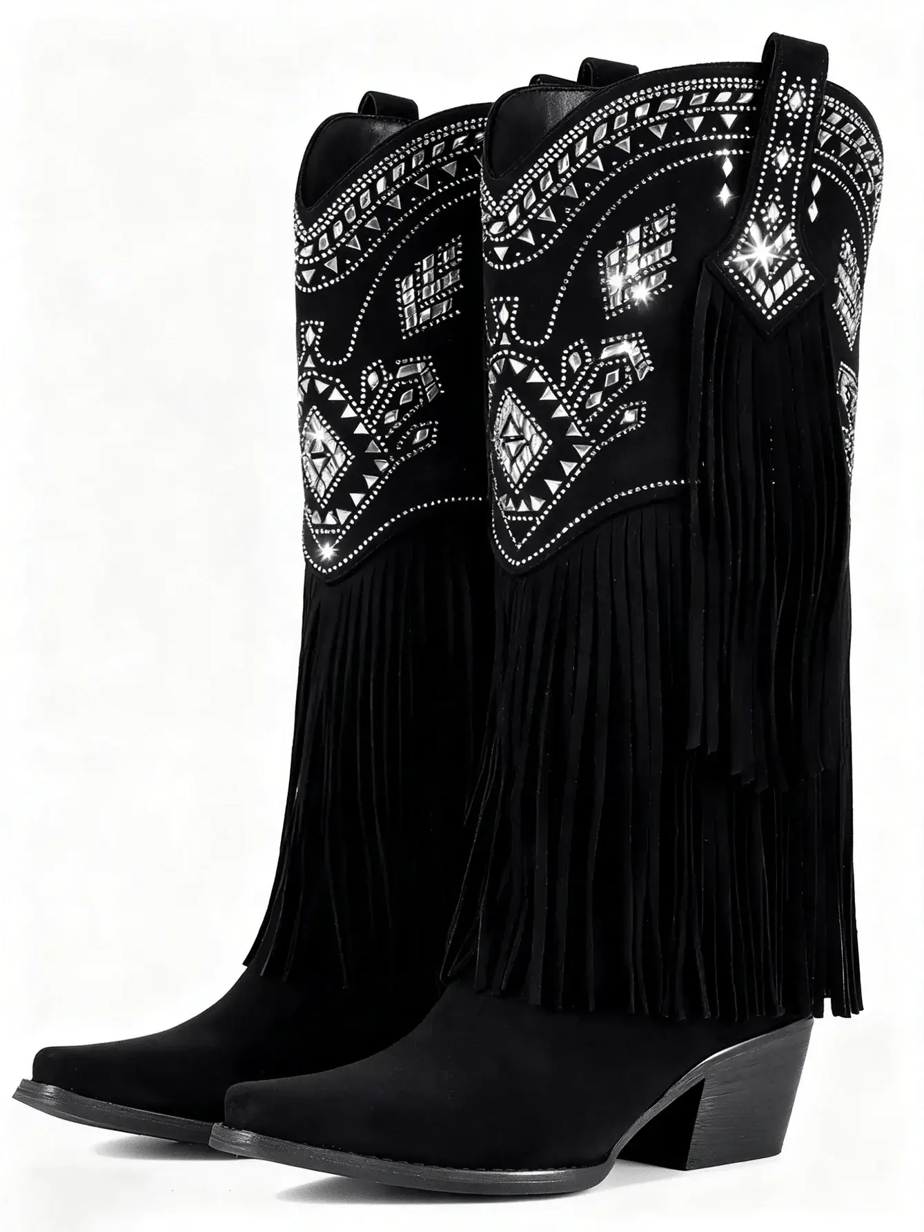 Botas vaqueras de mujer con flecos y pedrería