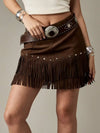 Minifalda con flecos estilo boho western