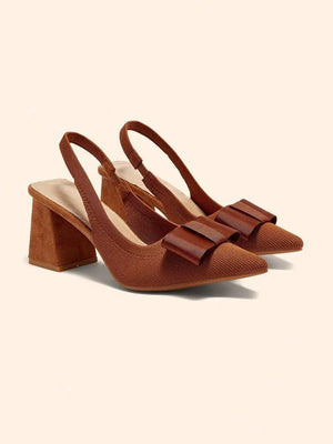 Zapatos de tacón de bloque con lazo